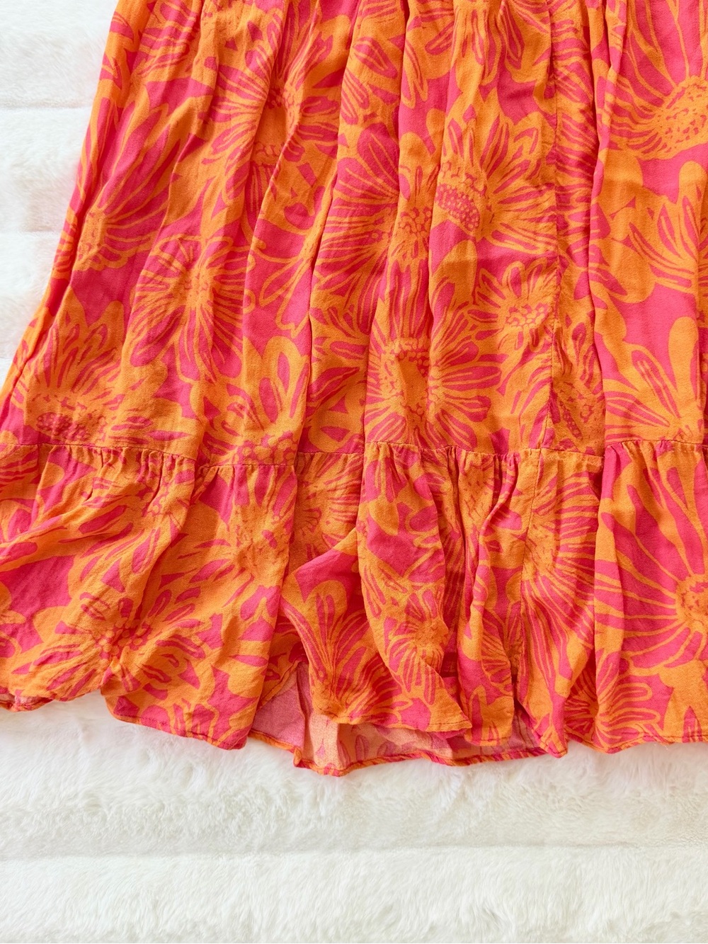 Free People Pink Orange Floral Maxi Dress Boho Sleeveless Size M Summer - Picture 5 of 12